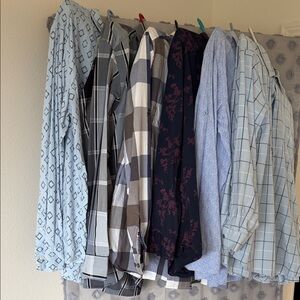 Alfani Light Blue and White Patterned Shirt